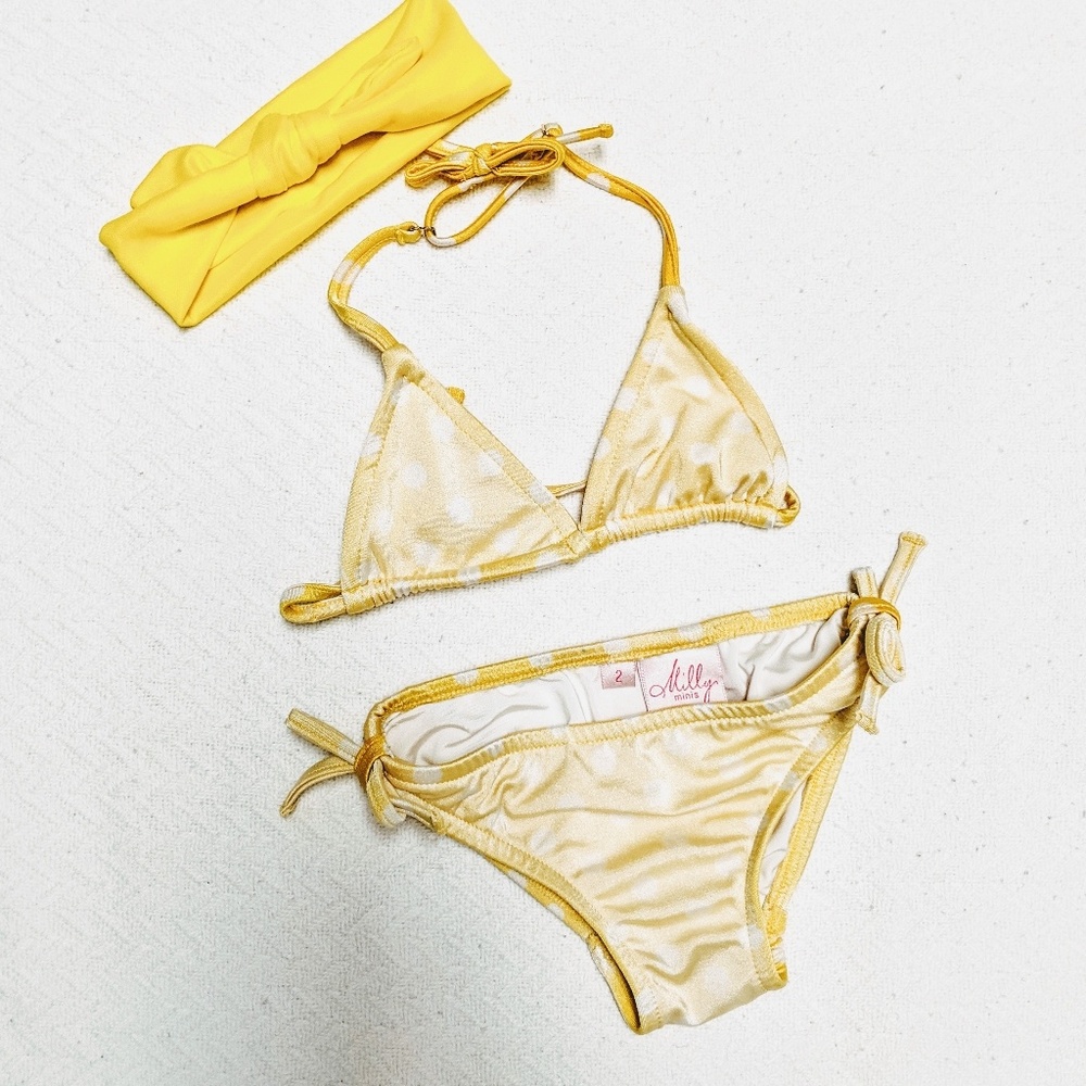 👙Yellow polka dot bikini - size 2T